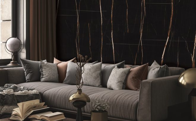 Poster frame mockup in modern home interior background, 3d render